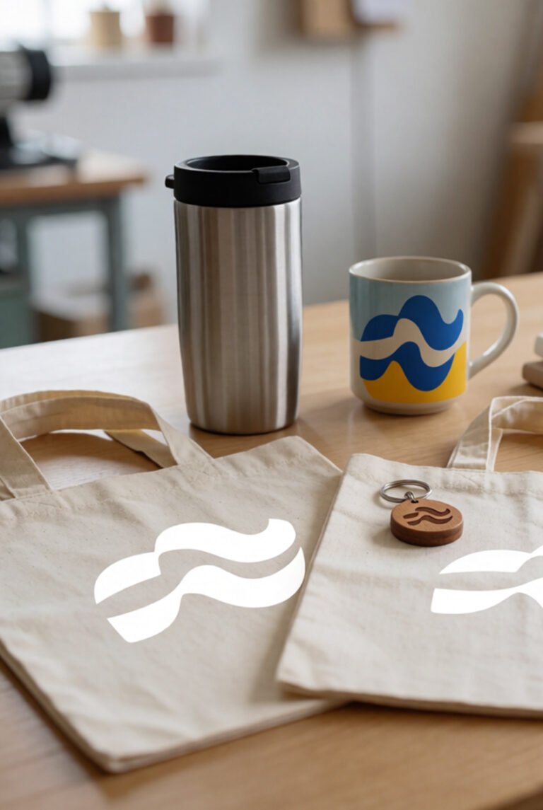 Productos promocionales personalizados con logo: bolsas, tazas y llaveros de OnePrint