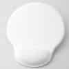 Mouse pad blanco ergonómico personalizado con almohadilla, superficie de poliéster y base antideslizante de silicona.