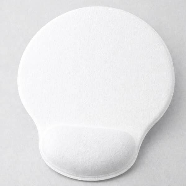 Mouse pad blanco ergonómico personalizado con almohadilla, superficie de poliéster y base antideslizante de silicona.