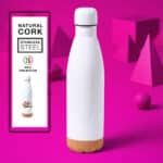 Botella Personalizable y Sublimable con Base de Corcho Elegancia ecológica: acero inoxidable con base natural de corcho.