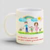 Taza blanca personalizada para sublimación con acabado liso, ideal para imprimir fotos, nombres o diseños especiales.