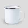 Taza metálica retro personalizada de 380 ml con borde plateado, ideal para sublimación de logos, nombres o diseños especiales.