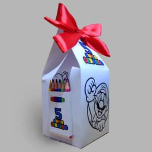 MiniArt Box personalizada con 6 mini colores no tóxicos, ideal para decorar, pintar y estimular la creatividad en celebraciones o eventos.
