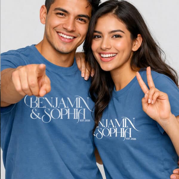 Promoción de 2 camisetas de algodón personalizadas, ideales para regalos, uso diario, eventos y promoción de marca.