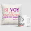 Set de almohada y taza personalizada con cojín decorativo y taza blanca de 11 oz, ideal para regalos especiales.