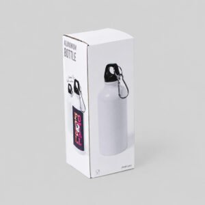 Botella-aluminio-400ml-sublimacion-mosqueton 2 Botella de aluminio blanca de 400 ml con mosquetón para sublimación personalizada