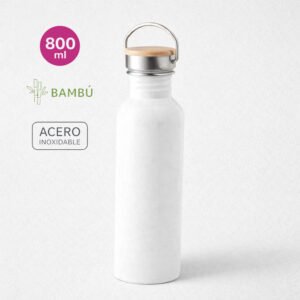 Botella Vintage 700 ml Personalizada de Acero Inoxidable con Tapa de Bambú